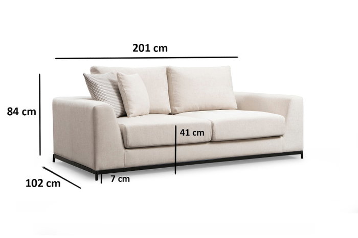 Atelier Del Sofa Sofá 2 Plazas Beige 201x102x84 cm Tapizado Poliéster
